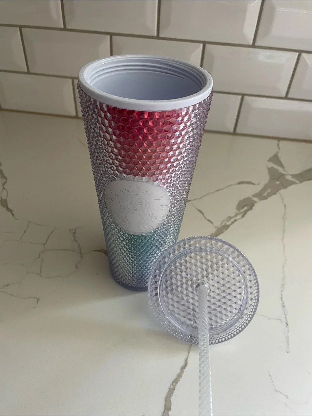 Starbucks 2020 Rainbow Pride iridescent diamond ombré Studded Venti 24oz Tumbler